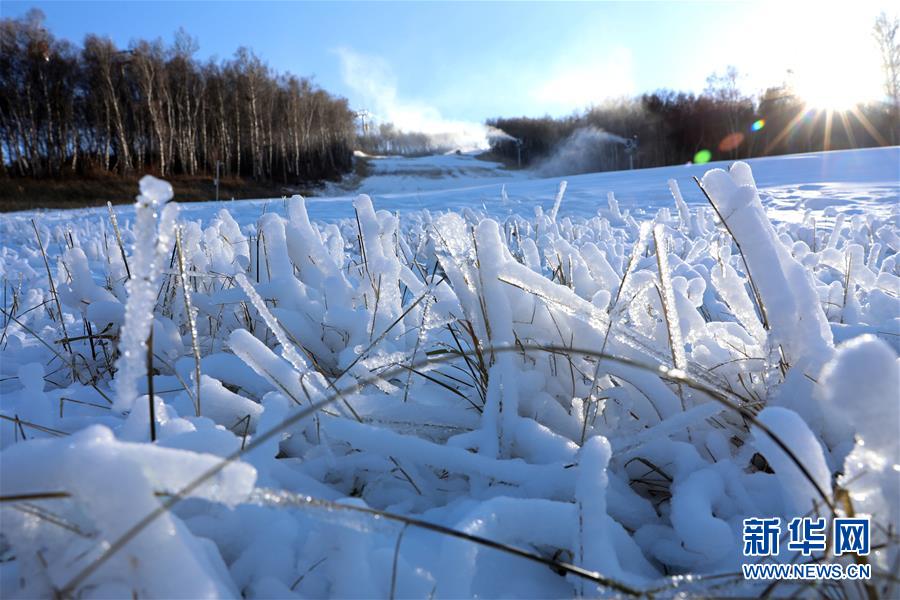 10月17日、河北省張家口市崇禮區(qū)太舞スキー場で、造雪作業(yè)を行う人工造雪機(jī)（撮影?武殿森）。