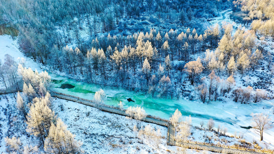 內(nèi)蒙古（內(nèi)モンゴル）自治區(qū)阿爾山（アルシャン）に現(xiàn)れた「翡翠の川」（寫真著作権はCFP視覚中國が所有のため転載禁止）。