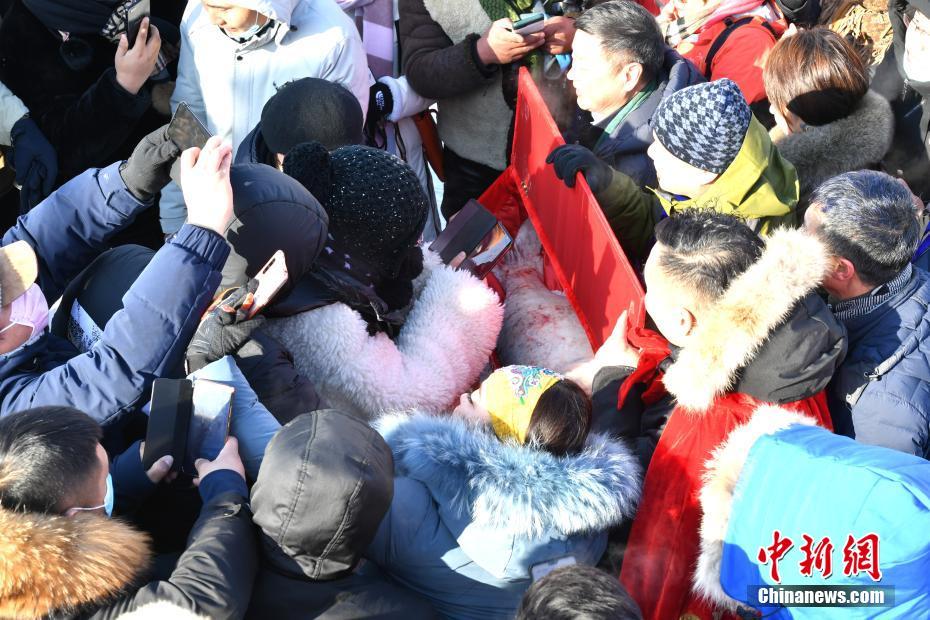 冬一番に捕獲された「頭魚」が300萬(wàn)元の高値で落札　吉林査干湖