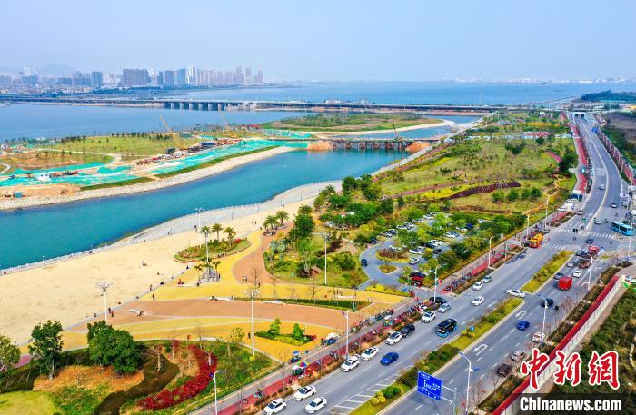 上空から撮影した美しい人工島　福建省アモイ