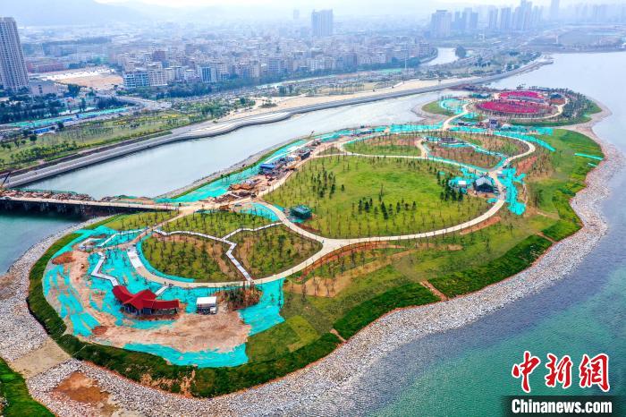 上空から撮影した美しい人工島　福建省アモイ