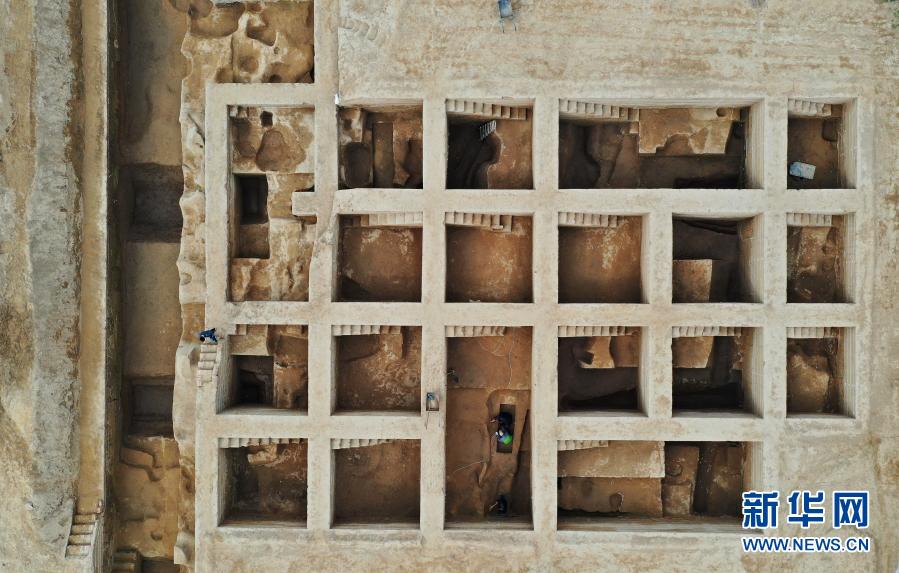 3月19日、河北省雄安新區(qū)南陽遺跡の考古発掘現(xiàn)場（ドローンによる撮影?牟宇）。