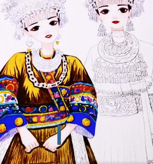 細(xì)部まで見事に描かれた民族衣裝姿の少女のイラストがスゴイ