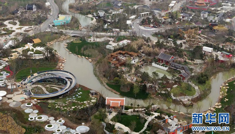 上空から見た2021年揚州世界園蕓博覧會會場　江蘇省