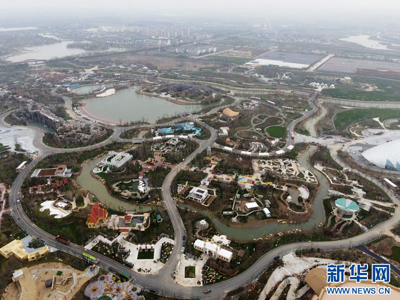 上空から見た2021年揚(yáng)州世界園蕓博覧會會場　江蘇省