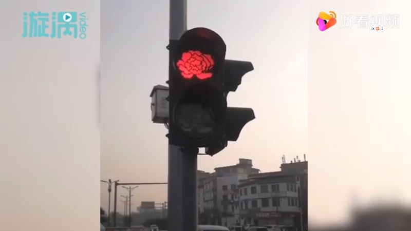 河南省洛陽市の信號機(jī)が牡丹の花模様に