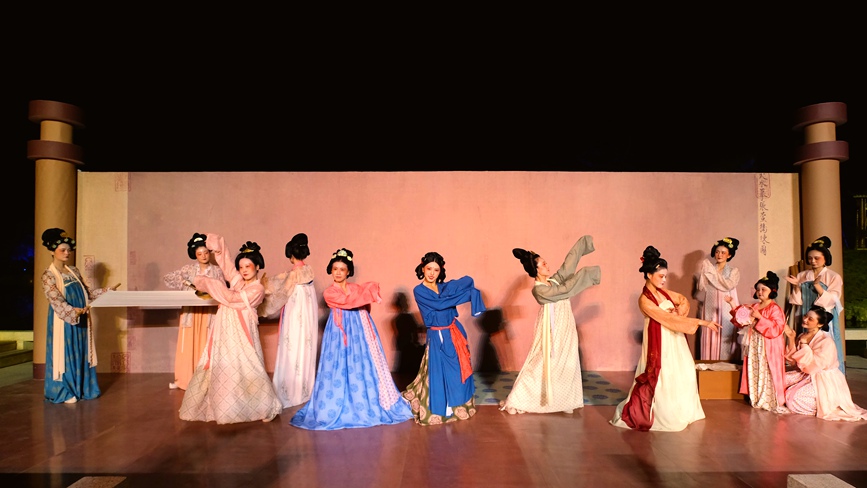 唐代の名畫「搗練図」に描かれている情景を洛陽市で再現(xiàn)