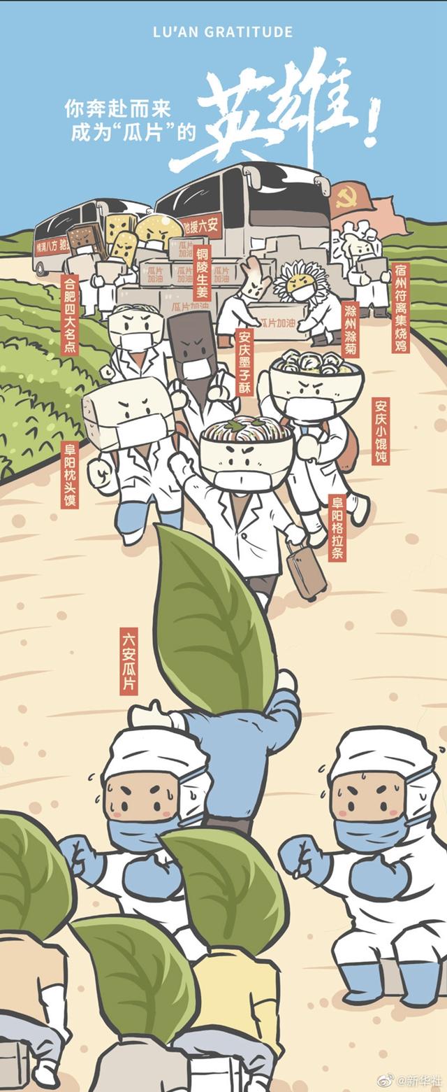 新型コロナ國(guó)內(nèi)感染者確認(rèn)された安徽省六安市にエール送るイラスト