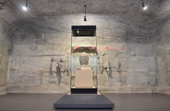 天竜山石窟の仏頭、日本から山西に戻る