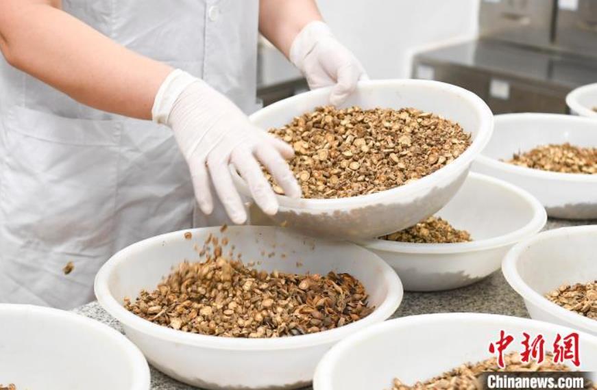 調(diào)剤作業(yè)を行う醫(yī)療スタッフ（撮影?楊華峰）。