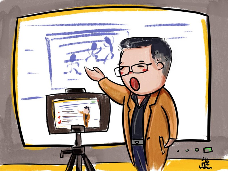 オンライン授業(yè)での心溫まるシーンをイラストで記録する美術(shù)教師　寧夏