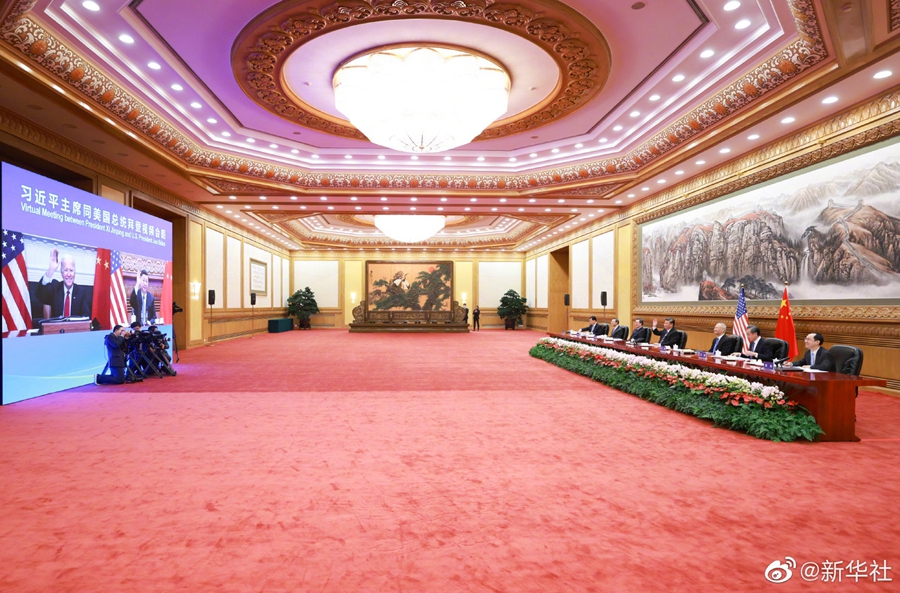 中米首脳テレビ會(huì)談　習(xí)近平國(guó)家主席「中米は尊重し合い、平和共存すべき」