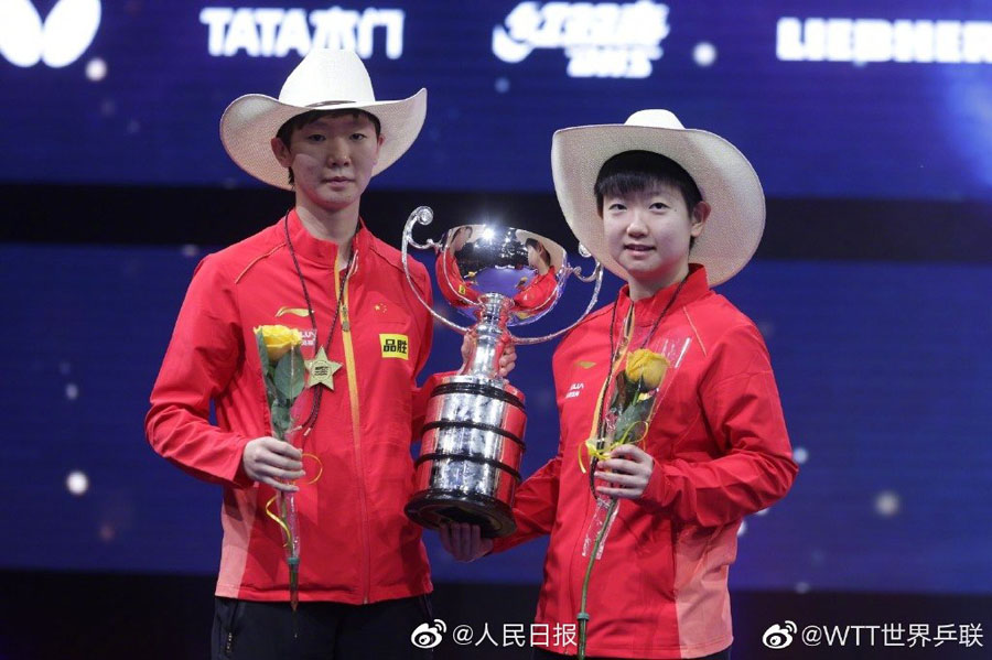 3対0で日本を下す！ヒューストン世界卓球女子ダブルスで王座守った中國