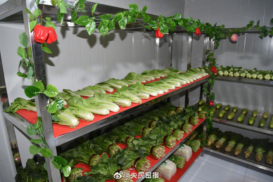 兵営では野菜までキッチリ整列！　新疆