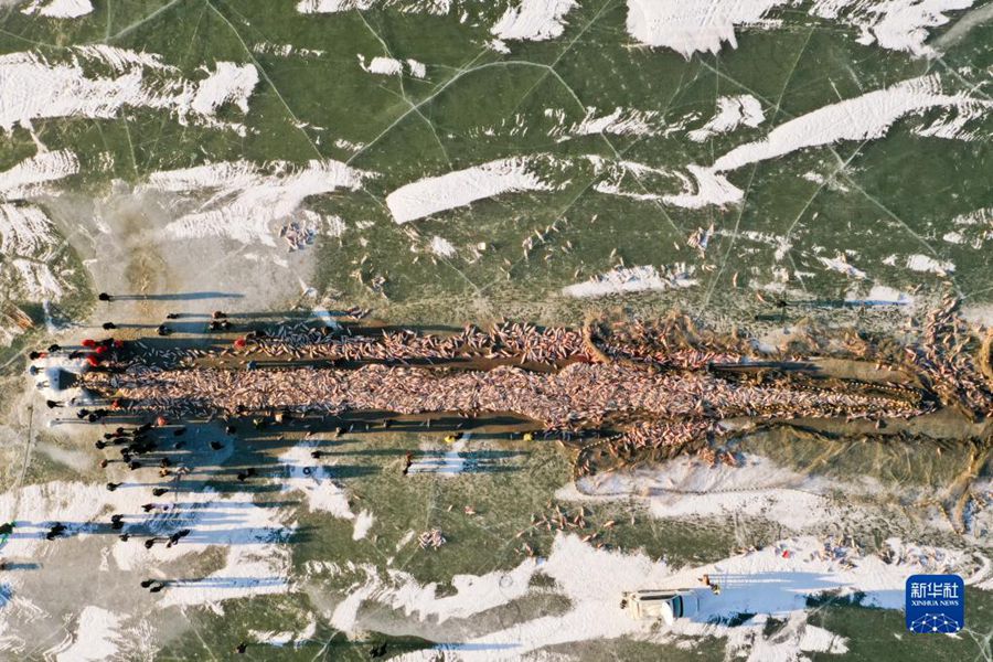 「冬捕」シーズン迎えた査干湖　吉林省