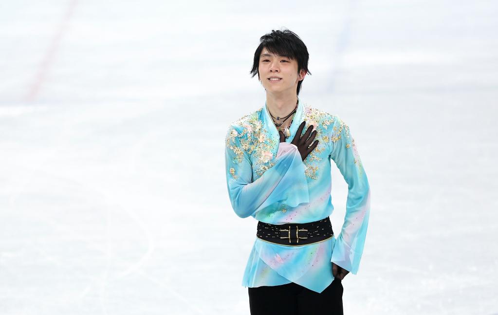 2月10日、2022年北京冬季五輪フィギュアスケート男子シングル?フリーで演技する日本の羽生結(jié)弦選手（撮影?曹燦）。