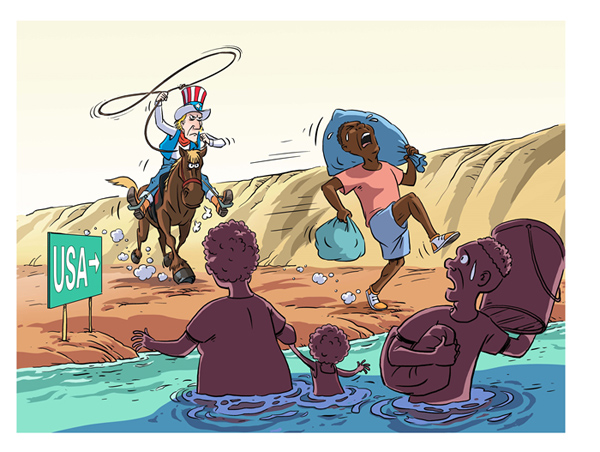 イラストで読み解く米國(guó)式人権（2）「越え難い」國(guó)境　懸念される米國(guó)への難民?移民の狀況