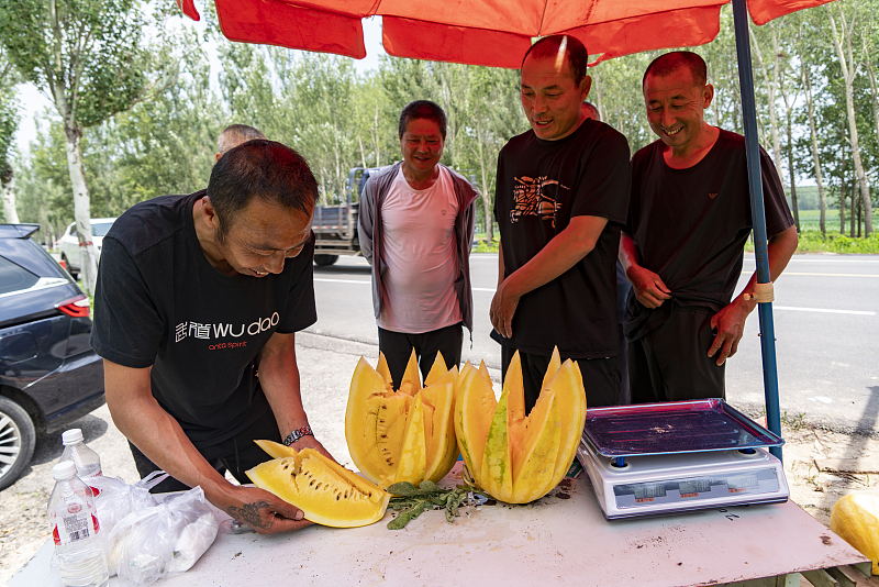 ユニークな「黃色いスイカ」が人気に　遼寧省瀋陽