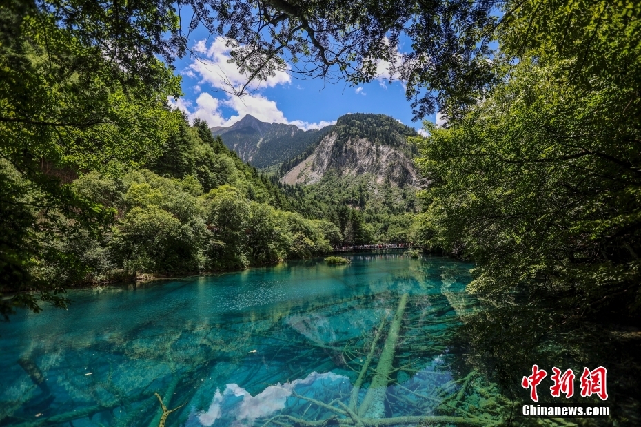 四川省阿壩（アバ）?蔵（チベット）族羌（チャン）族自治州にある九寨溝景勝地（撮影?韓加君）。