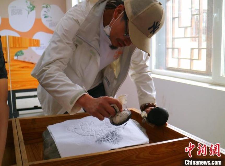 臺灣地區(qū)の若者が巖畫拓本を體験　寧夏回族自治區(qū)