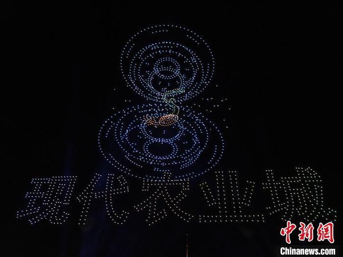 長(zhǎng)春航空ショー　2022臺(tái)のドローンが夜空に「光のイラスト」