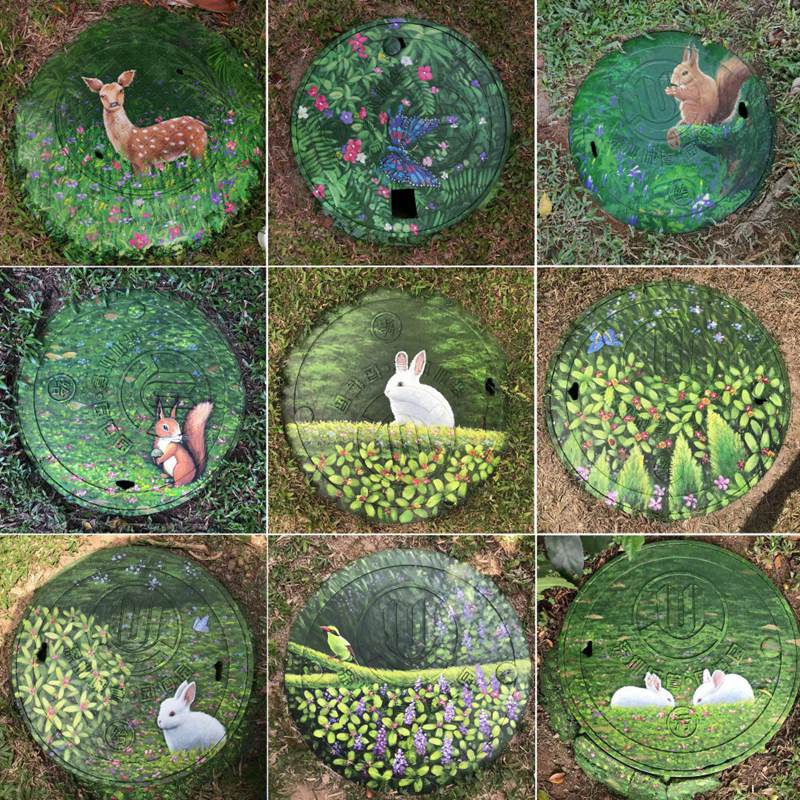 深センの公園に絵筆で彩り添える警備員　広東省