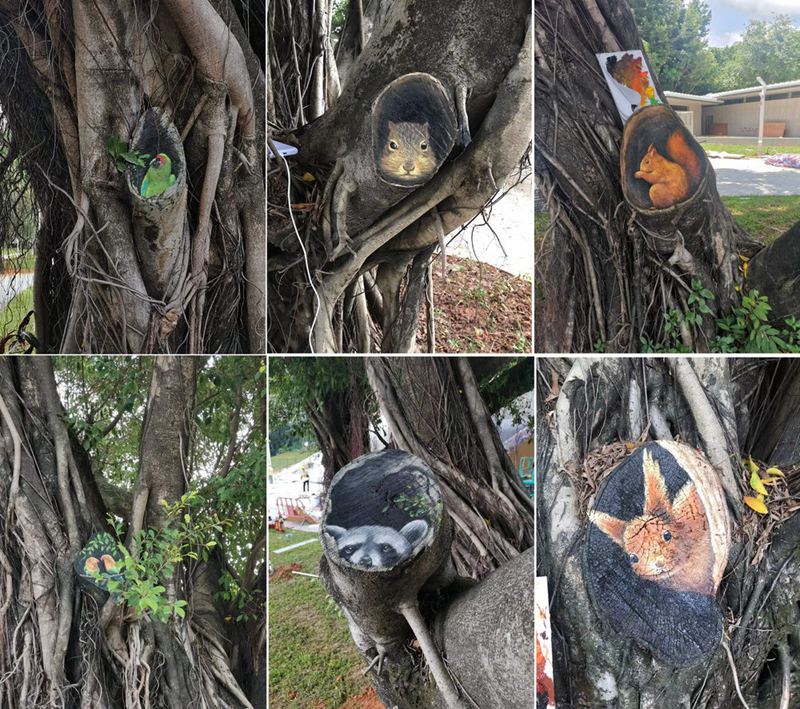 深センの公園に絵筆で彩り添える警備員　広東省