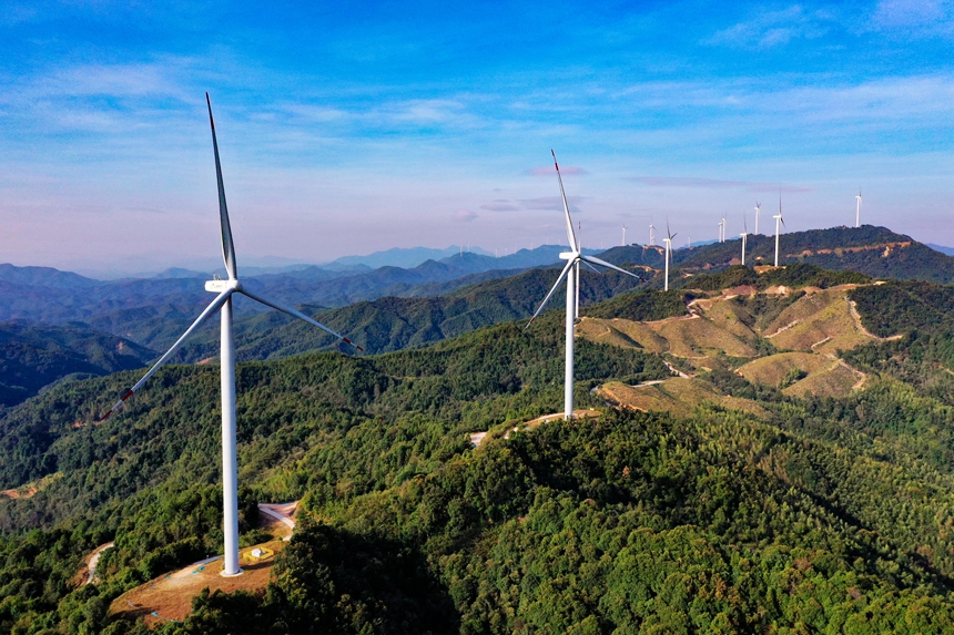 CO2排出削減に寄與する風力発電　江西省全南