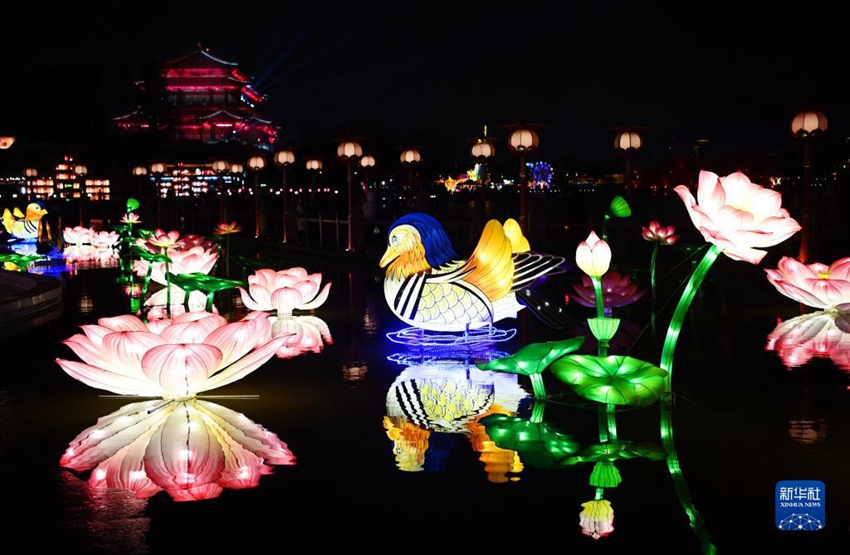 古都?長安の夜空に輝く花提燈　陝西省西安の大唐芙蓉園