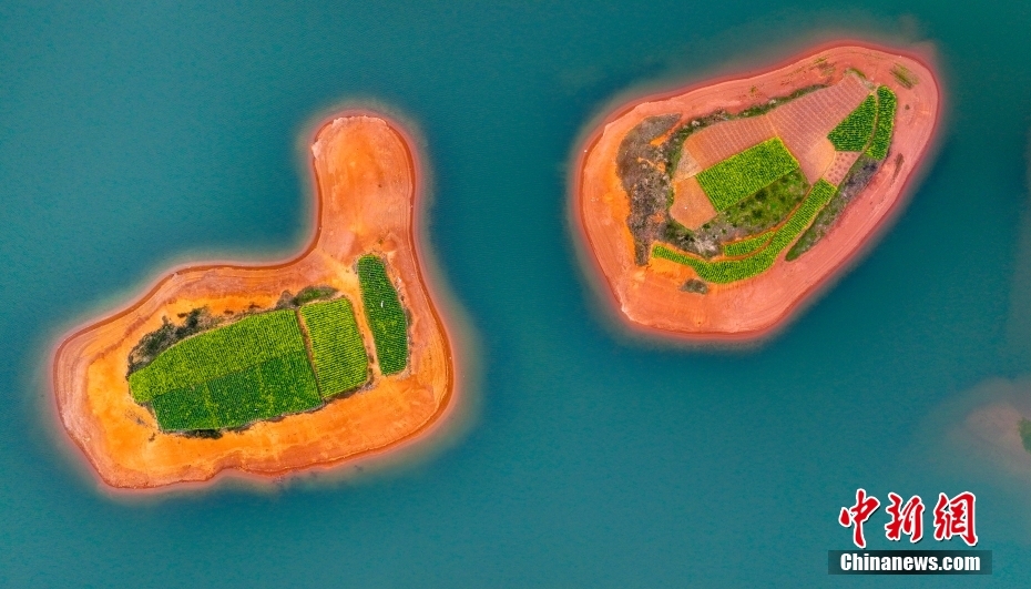 カラフルな春の景色広がる千鳥湖（撮影?余剣鋒）。