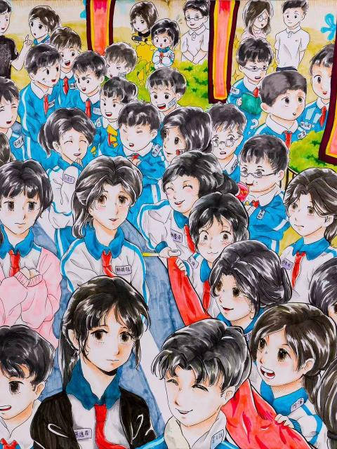 先生と同級生47人の似顔絵描いた小學(xué)生　広東省