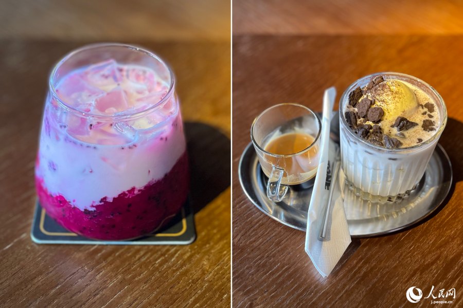 炎天下の散策でヘロヘロのA姐とG姐を「生き返らせた」冷たいドリンク（撮影?勝又あや子）。