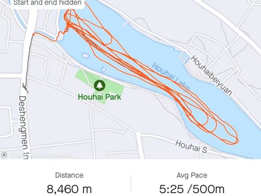 A姐とG姐の後海グルグル記録（提供?北京インターナショナルドラゴンボートチーム）。