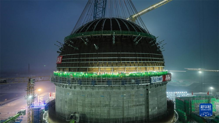 中露提攜の徐大堡原発3號機、ドーム屋根設(shè)置が完了