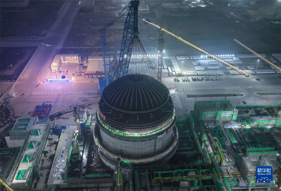 中露提攜の徐大堡原発3號機、ドーム屋根設(shè)置が完了