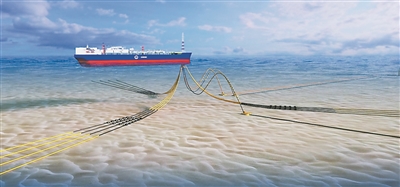 「南海奮進(jìn)號」に使用されるFPSO係留システム（イメージ図）。畫像提供は取材先