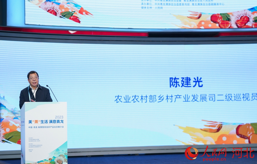 挨拶を行う農(nóng)業(yè)農(nóng)村部農(nóng)村産業(yè)発展司の陳建光二級巡視員（撮影?周博）