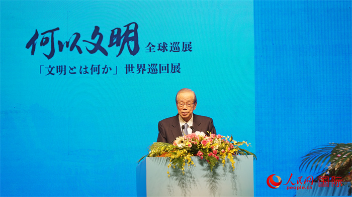 元日本國內(nèi)閣総理大臣の福田康夫氏があいさつをした。（撮影?蔣暁辰）