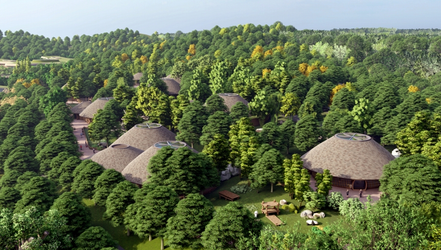 ジャイアントパンダ國家保護(hù)研究センター?北京基地の完成予想図。