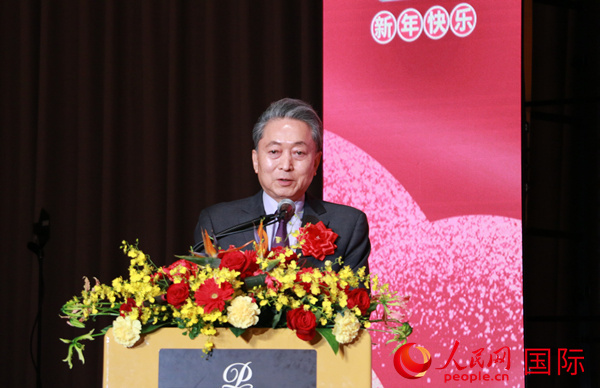 挨拶する鳩山由紀(jì)夫元首相（撮影?許可）。