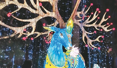 2023年12月、フランスのモントーバンで開催された「ファンタジーワールド、ファンタジーな旅」をテーマとした中國イルミネーションランタンフェスティバル（寫真提供?取材対応者）。