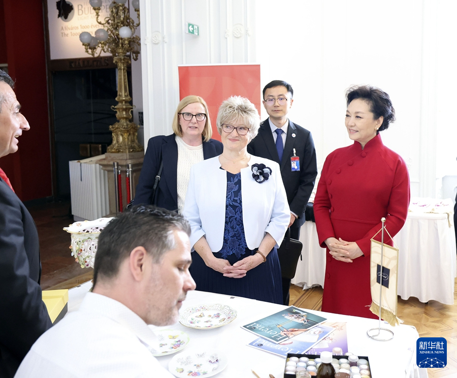 彭麗媛夫人がハンガリーのシュヨク大統(tǒng)領(lǐng)夫人とブダ王宮を見學