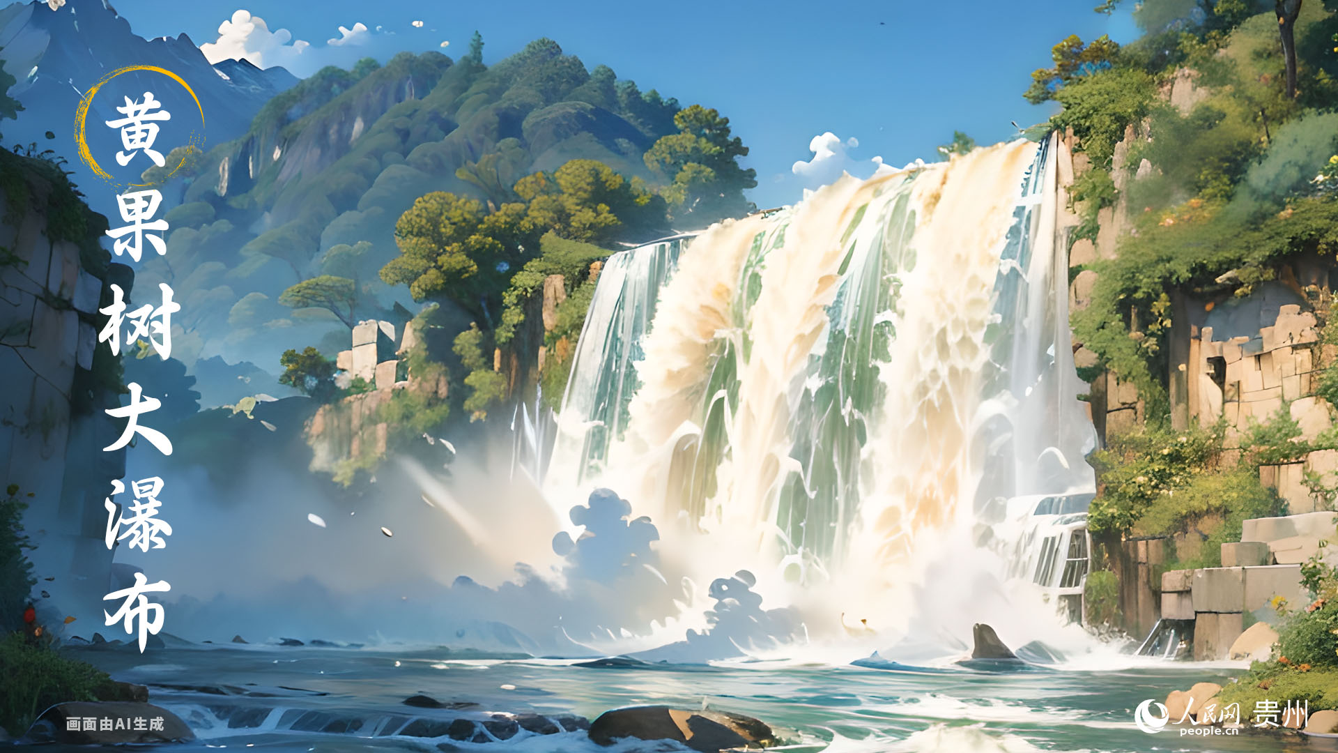 AIが描いた黃果樹瀑布。