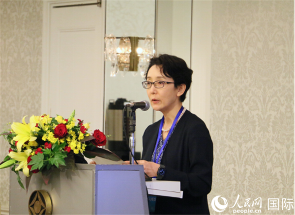 あいさつを行う日本貿(mào)易振興機構(gòu)（ジェトロ）企畫部の日向裕彌海外地域（北東アジア）戦略主管。