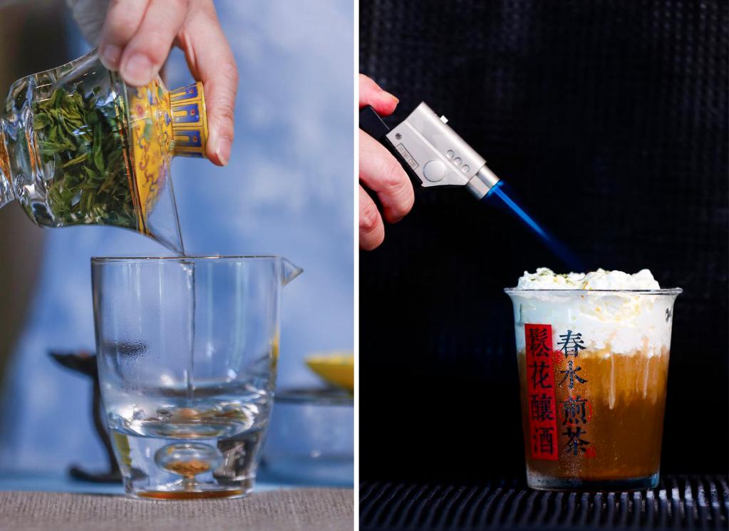 5月23日、「新中國スタイルのティードリンク」の作り方を紹介する調(diào)飲師の汪蓀さん。