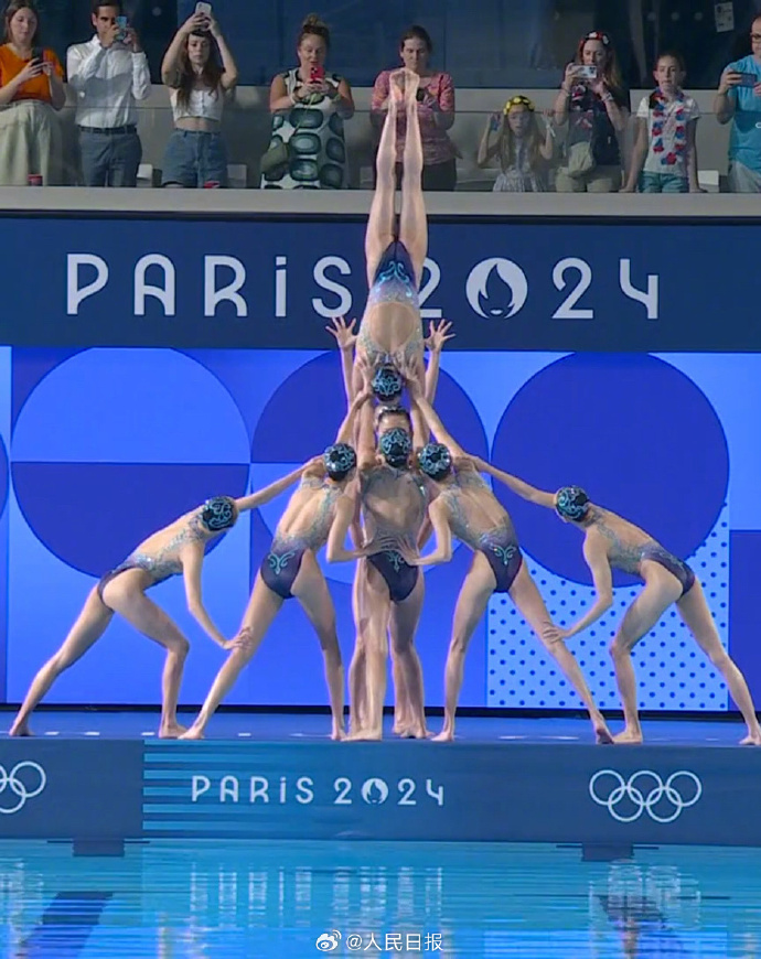 エッフェル塔に見立てた隊(duì)形を披露した中國チーム。