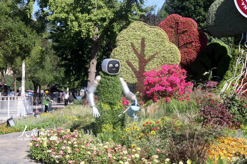 中國アフリカ協(xié)力フォーラムを控え、長(zhǎng)安街にテーマ花壇設(shè)置　北京