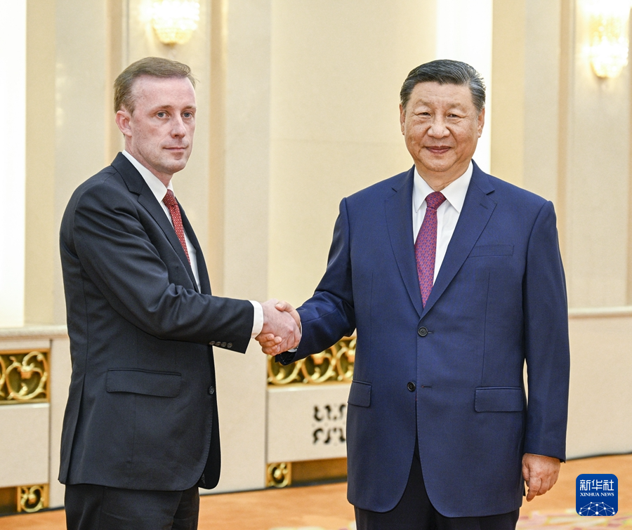 29日午後、北京の人民大會堂で米國のサリバン大統(tǒng)領(lǐng)補佐官（國家安全保障擔(dān)當(dāng)）と會談した習(xí)近平國家主席（撮影?李學(xué)仁）。