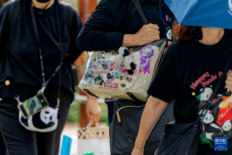 9月28日、パンダグッズを持って「比力」と「仙女」とお?jiǎng)eれするために東京上野動(dòng)物園にやって來たファンたち（撮影?張笑宇）。