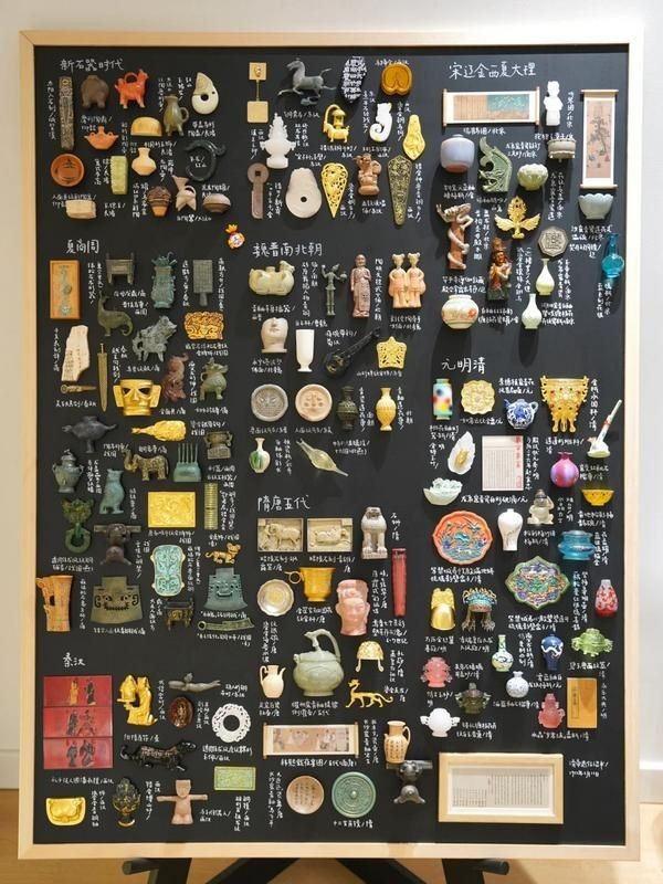 宋諾さんが博物館40ヶ所以上を見學(xué)して収集した各時代の文化財をモチーフにしたマグネットを使って作成したボード「華夏一萬年」（寫真提供?宋諾さん）。